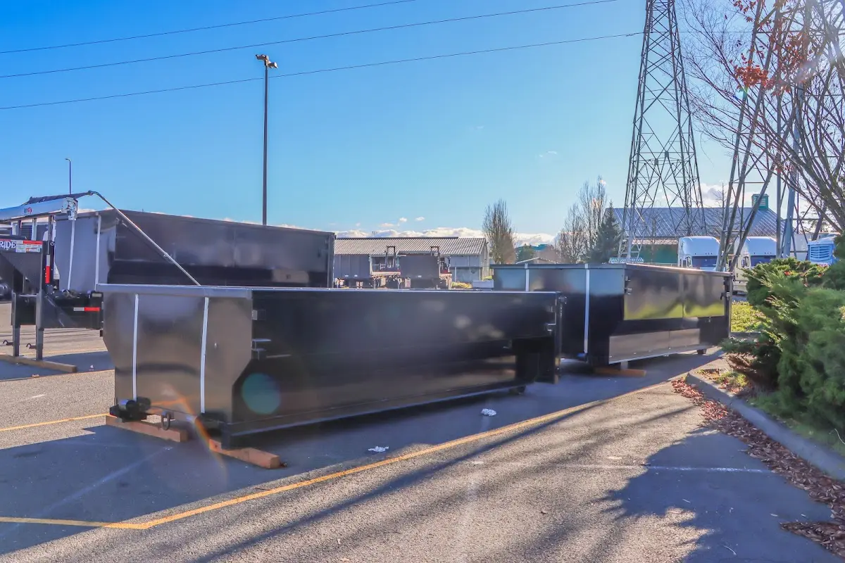 Roll-off dumpster ready for waste disposal at job site for Commercial Dumpster Rental in North Myrtle Beach